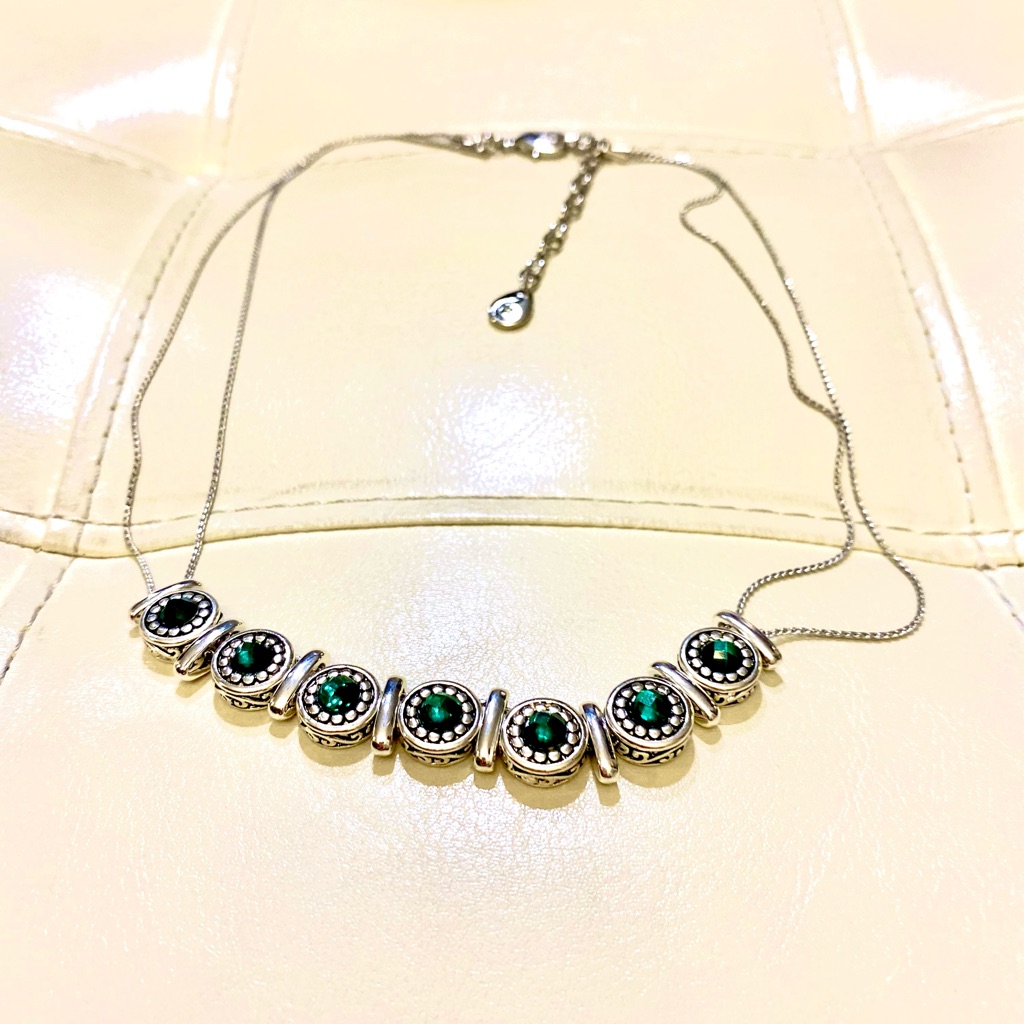 Scroll By Dillards Green Zircon In Silver Nickel Free Necklace Gift For Her
